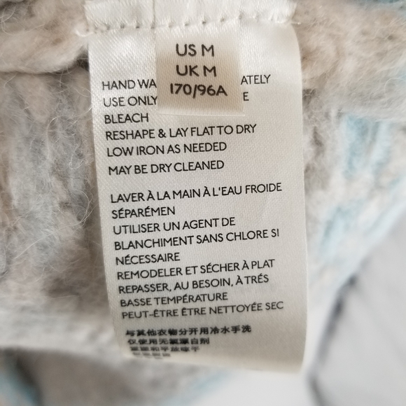 Free People Alpaca Winter Wonderland Cardigan Sweater Size Medium Blue Combo - Picture 7 of 8